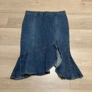 Vintage Y2K Metro7 Denim Flared Slit Mermaid Skirt 10